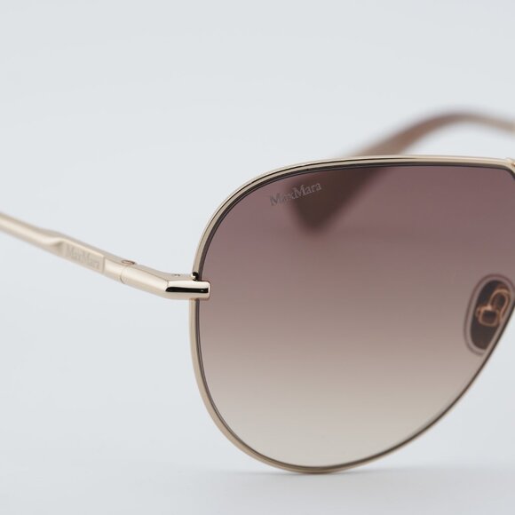 Max Mara MILLER-2 MM0134 32F Sunglasses Gold Aviator Frame, Brown Lenses main image 9